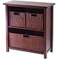 Winsome Milan Wood 4-Pc 3-Tier Cabinet/Shelf With 3 Rattan Baskets, Antique Walnut