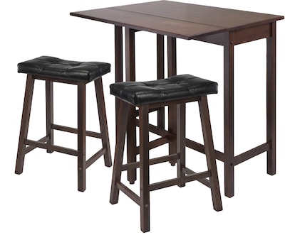 Winsome 35.43 x 39.39 x 30 Lynnwood Drop Leaf Kitchen Tbl W/2 Cushion Stool,Antique Walnut,3 Pcs