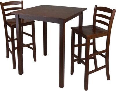 Winsome Parkland 38.98 x 33.86 x 33.86 Wood Square High Tbl W/2 Stool, Antique Walnut, 3 Pieces