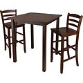 Winsome Parkland 38.98 x 33.86 x 33.86 Wood Square High Tbl W/2 Stool, Antique Walnut, 3 Pieces