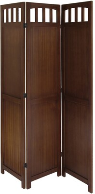 Winsome 3 Panel Wood Folding Screen, Antique Walnut
