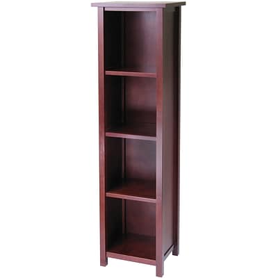 Winsome Milan Solid/Composite Wood 5-Tier Tall Storage Shelf or Bookcase, Antique Walnut (94416)