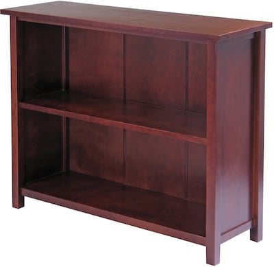 Winsome Milan Solid/Composite Wood 3-Tier Long Storage Shelf or Bookcase, Antique Walnut