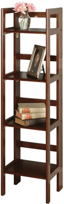 Winsome Solid/Composite Wood 4-Tier Narrow Folding Shelf, Antique Walnut