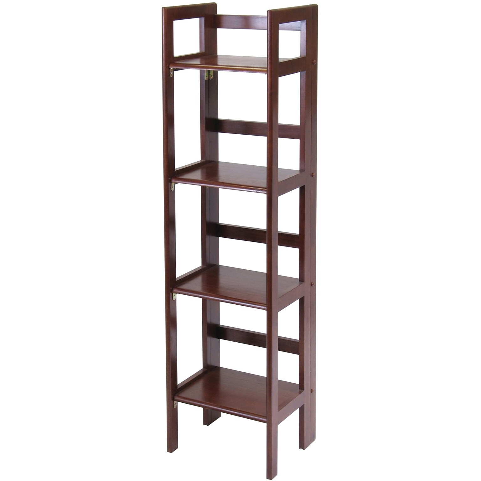 Winsome Solid/Composite Wood 4-Tier Narrow Folding Shelf, Antique Walnut