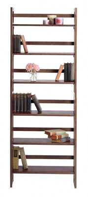 Winsome Solid/Composite Wood 3-Tier Wide Folding and Stackable Shelf, Antique Walnut