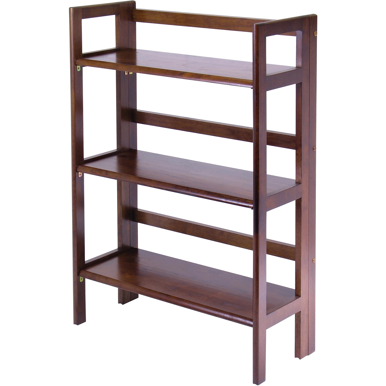 Winsome Solid/Composite Wood 3-Tier Wide Folding and Stackable Shelf, Antique Walnut