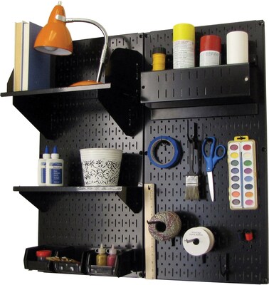Wall Control Craft Center Pegboard Organizer Kit; Black Tool Board and Black Accessories
