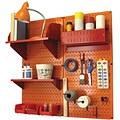 Wall Control Craft Center Pegboard Organizer Kit; Orange Tool Board and Red Accessories