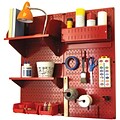Wall Control Craft Center Pegboard Organizer Kit; Red Tool Board and Red Accessories