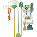 Wall Control Garden Tool Storage Organizer Pegboard Kit, White Tool Board and White Accessories