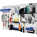 Wall Control 4 Metal Pegboard Standard Workbench Kit, White Tool Board and Black Accessories