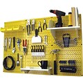 Wall Control 4 Metal Pegboard Standard Workbench Kit, Yellow Tool Board and White Accessories