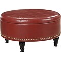 Inspired by Bassett Augusta Round Storage Ottoman, Crimson Red Eco Leather