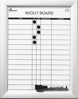 AbilityOne Skilcraft In-Out Dry Erase Board, Aluminum Frame, 11 x 14 (NIB014845261)