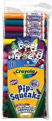 Crayola Pip-Squeaks Washable Markers, Assorted, 16/Pack (588703)