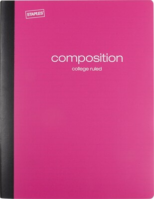 Staples Poly Composition Notebook, 9-3/4" x 7-1/2" College Ruled, 80 Sheets, Assorted Colors, 24/Carton (42080CT)