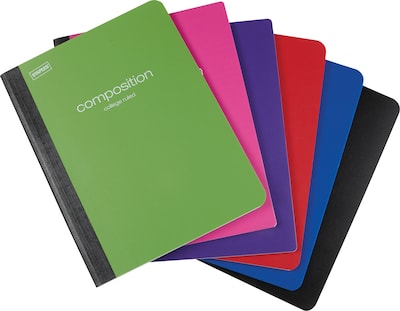 Staples Poly Composition Notebook, 9-3/4 x 7-1/2 College Ruled, 80 Sheets, Assorted Colors, 24/Car