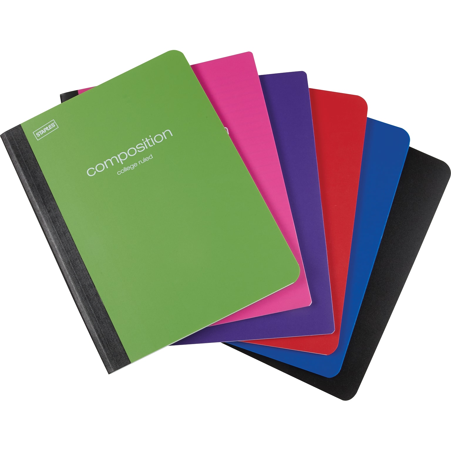 Staples Poly Composition Notebook, 9-3/4 x 7-1/2 College Ruled, 80 Sheets, Assorted Colors, 24/Carton (42080CT)