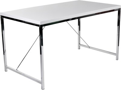 Euro Style™ Gilbert High Gloss Lacquer Wood Desk; White