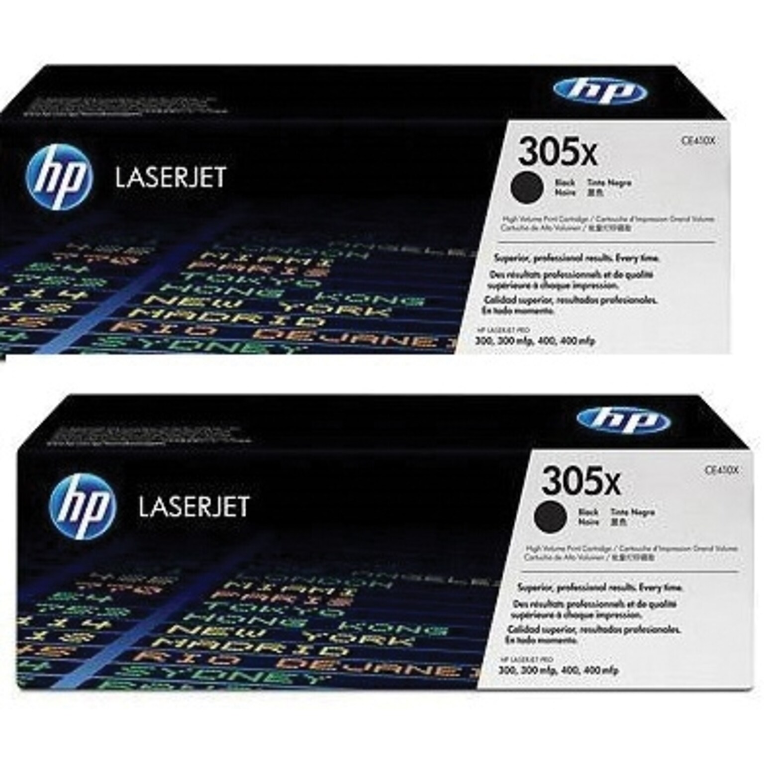 HP 305X Black High Yield Toner Cartridge, 2/Pack (CE410XD)