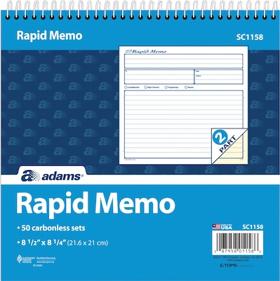 Adams Spiral Memo Books, 8-1/2" x 7-1/4"