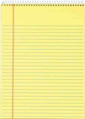 TOPS Docket Notepad, 8.5" x 11.75", Wide Ruled, Canary, 70 Sheets/Pad (63621)