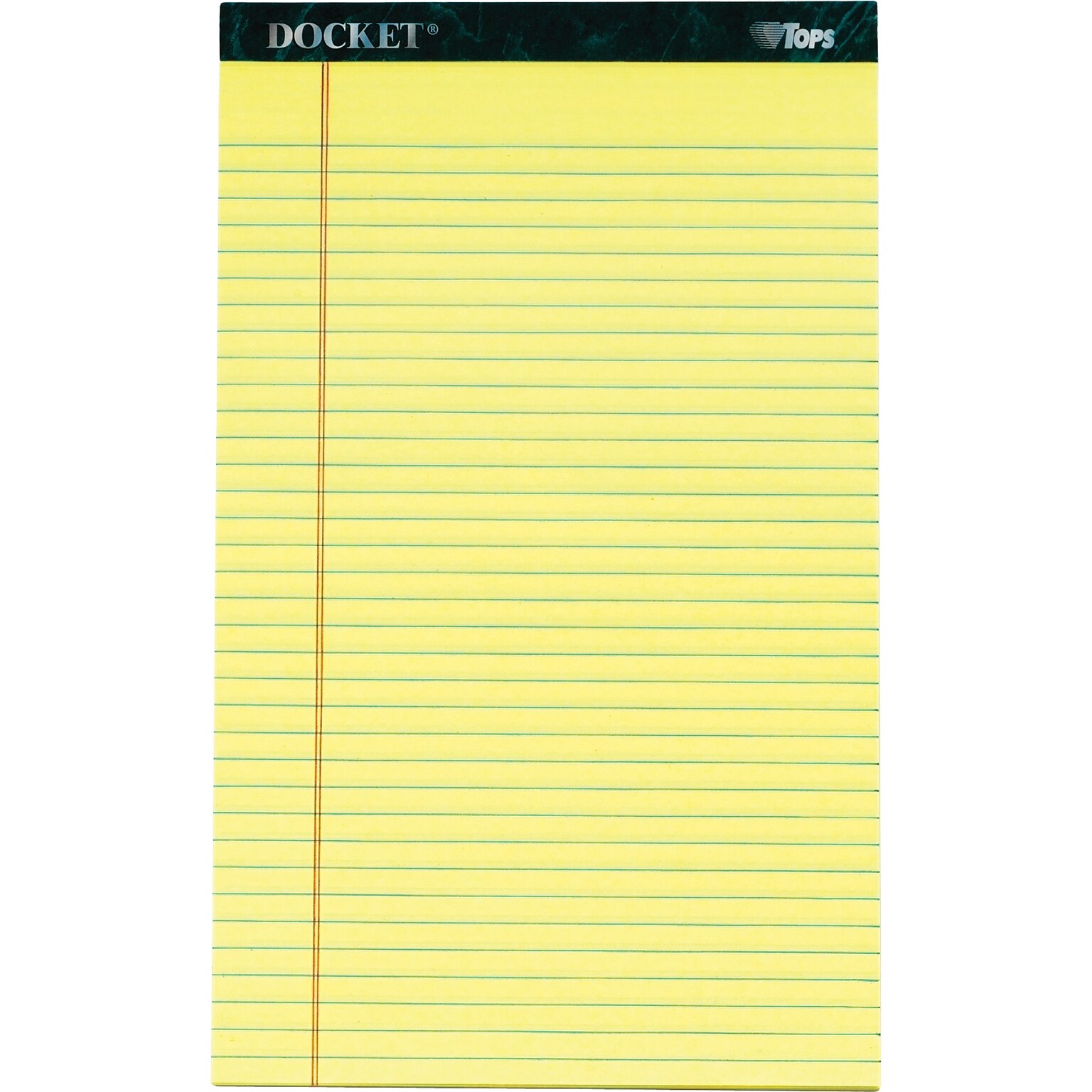 TOPS Docket Notepads, 8.5 x 14, Wide, Canary, 50 Sheets/Pad, 12 Pads/Pack (TOP 63580)