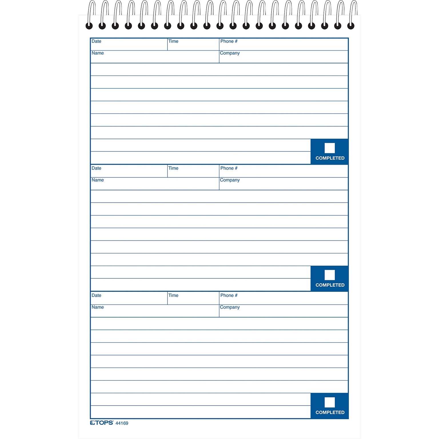 TOPS® Voice Mail Log Book, Ruled, 1-Part, 9 x 6, White (44196)