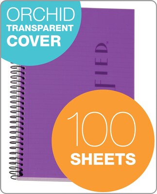 Oxford Poly 1-Subject Notebook, 5 1/2 x 8 1/2, Narrow Ruled, 100 Sheets, Orchid (99712)