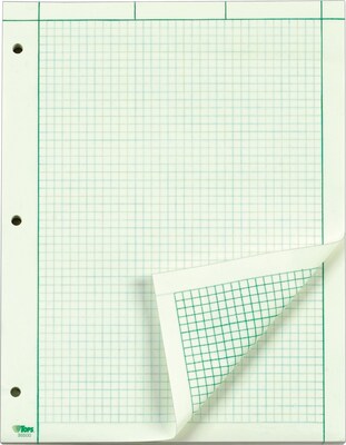 TOPS™ Engineering Computation Pad, Gum-Top, 8 1/2 x 11, Quad Rule (5 x 5), Greentint Paper, 100 SH