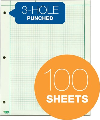 TOPS™ Engineering Computation Pad, Gum-Top, 8 1/2" x 11", Quad Rule (5 x 5), Greentint Paper, 100 SH/PD