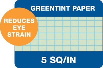 TOPS™ Engineering Computation Pad, Gum-Top, 8 1/2" x 11", Quad Rule (5 x 5), Greentint Paper, 100 SH/PD