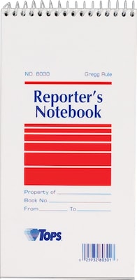 TOPS Reporters Wirebound Notebook, 4 x 8, Gregg Ruling, 70 sheets, 12/Pack