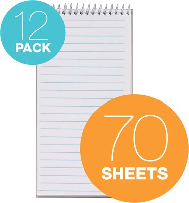 TOPS Reporter's Wirebound Notebook, 4" x 8", Gregg Ruling, 70 sheets, 12/Pack