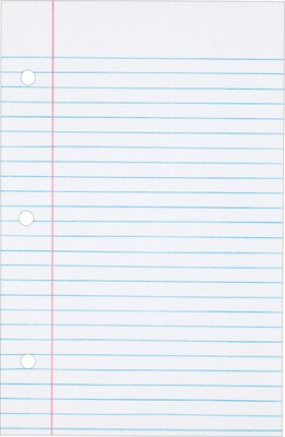 TOPS College Ruled Filler Paper, 5.5 x 8.5, 3-Hole Punched, 100 Sheets/Pack (62304)