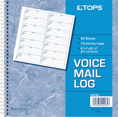 TOPS Voice Message Pad, 8-1/2" x 8-1/4", White, 50 Sheets/Pad (44165)