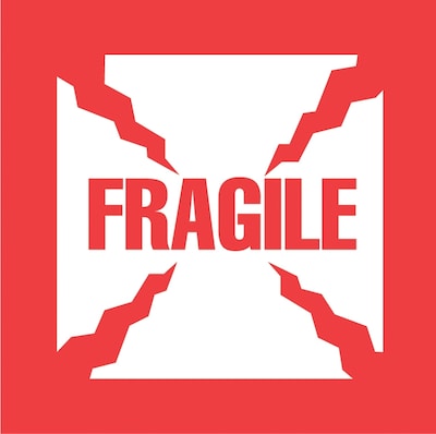 4 x 4 Fragile Label