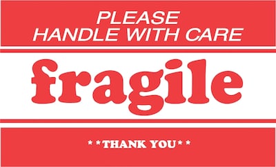 3 x 5 Please Handle with Care Fragile Thank You Label