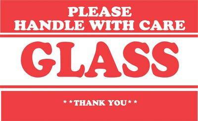 3 x 5 Please Handle with Care Glass Thank You Label