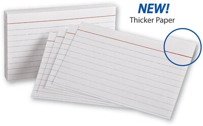 Oxford Heavyweight Lined Index Cards, 3" X 5", White, 100 Cards/Pack (OFX63500)