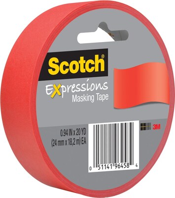 Scotch® Expressions Masking Tape, .94 x 20 yds., Red (3437-PRD)
