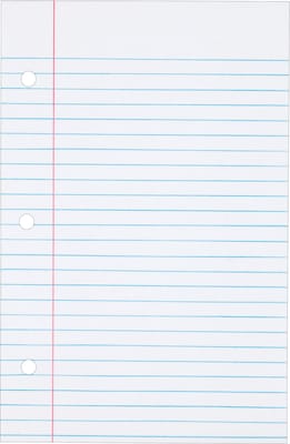TOPS® Loose Notebook Filler Paper; White, College Ruled, 8 1/2 x 5 1/2, 100 Sheets, 100/Pk