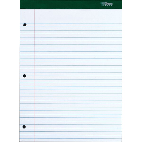 TOPS Double Docket Notepad, 8.5 x 11.75, College, White, 100 Sheets/Pad (TOP 63384)