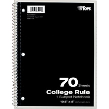 TOPS 1-Subject Notebook, 8 x 10.5, College Ruled, 70 Sheets, Assorted Colors (TOP 65021)