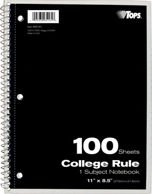 Oxford 1-Subject Notebook, 8.5 x 11, College Ruled, 100 Sheets (65161)