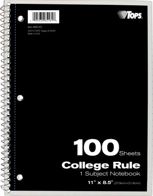 Oxford 1-Subject Notebooks, 8.5" x 11", College Ruled, 100 Sheets, Each (65161)