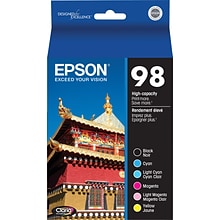 Epson 98 Black/Cyan/Light Cyan/Magenta/Light Magenta/Yellow High Yield Ink Cartridge, 6/Pack