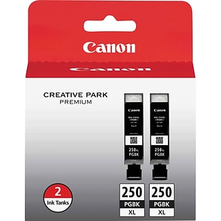 Canon PGI-250XL Black High Yield Ink Cartridge, 2/Pack (6432B004)
