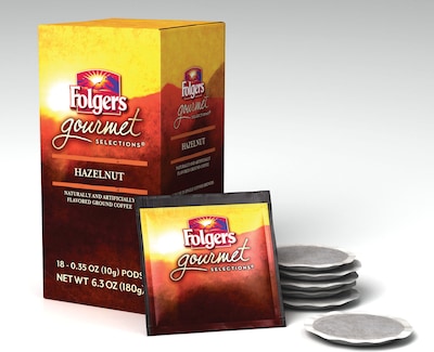 Folgers Gourmet Selections Hazelnut Coffee Pods, Medium Roast, 18/Box (2550063103)